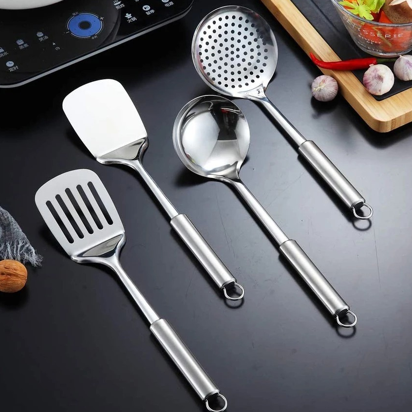 Sutil Set Stainless Steel Isi 4 Tebal Spatula Sodet Anti Karat Alat Masak Dapur Lengkap