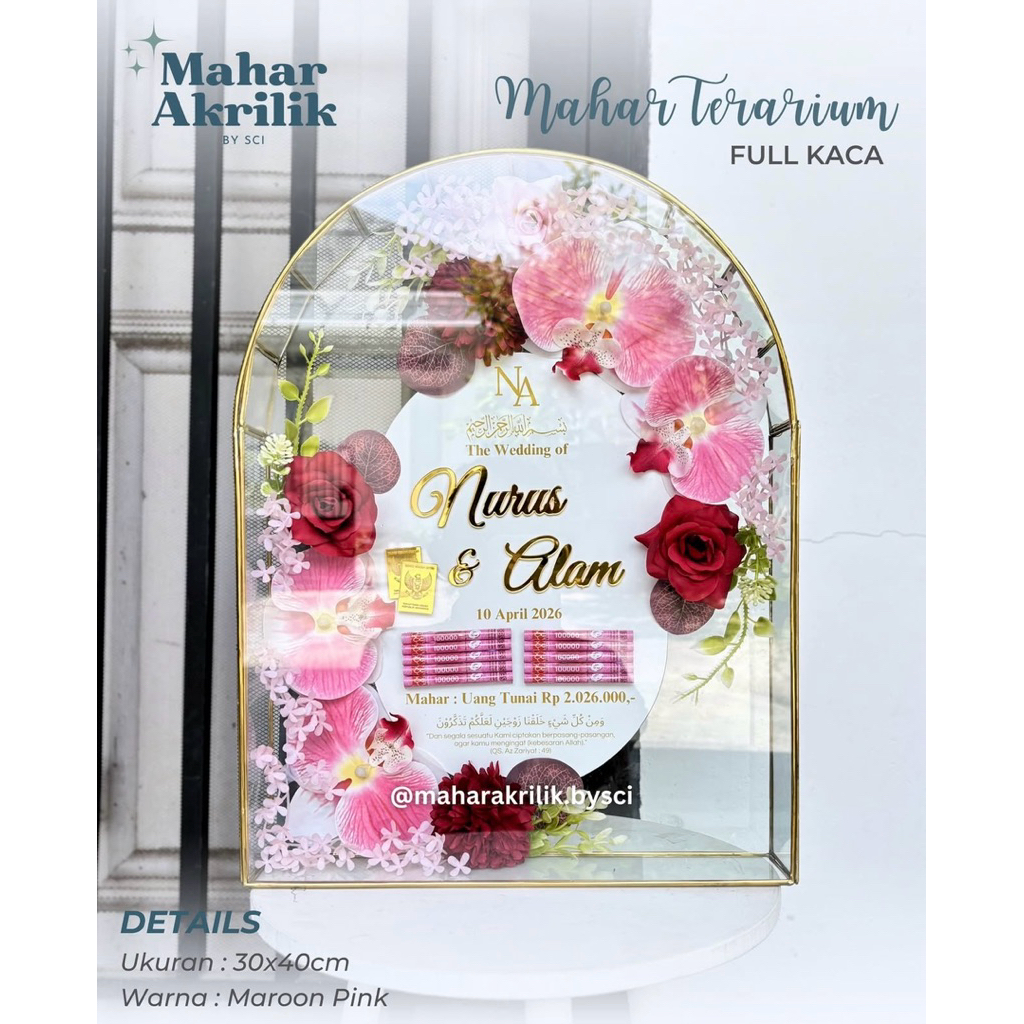 MAHAR TERARIUM KACA 30x40 / FRAME MAHAR TERARIUM KACA / FRAME MAHAR KACA