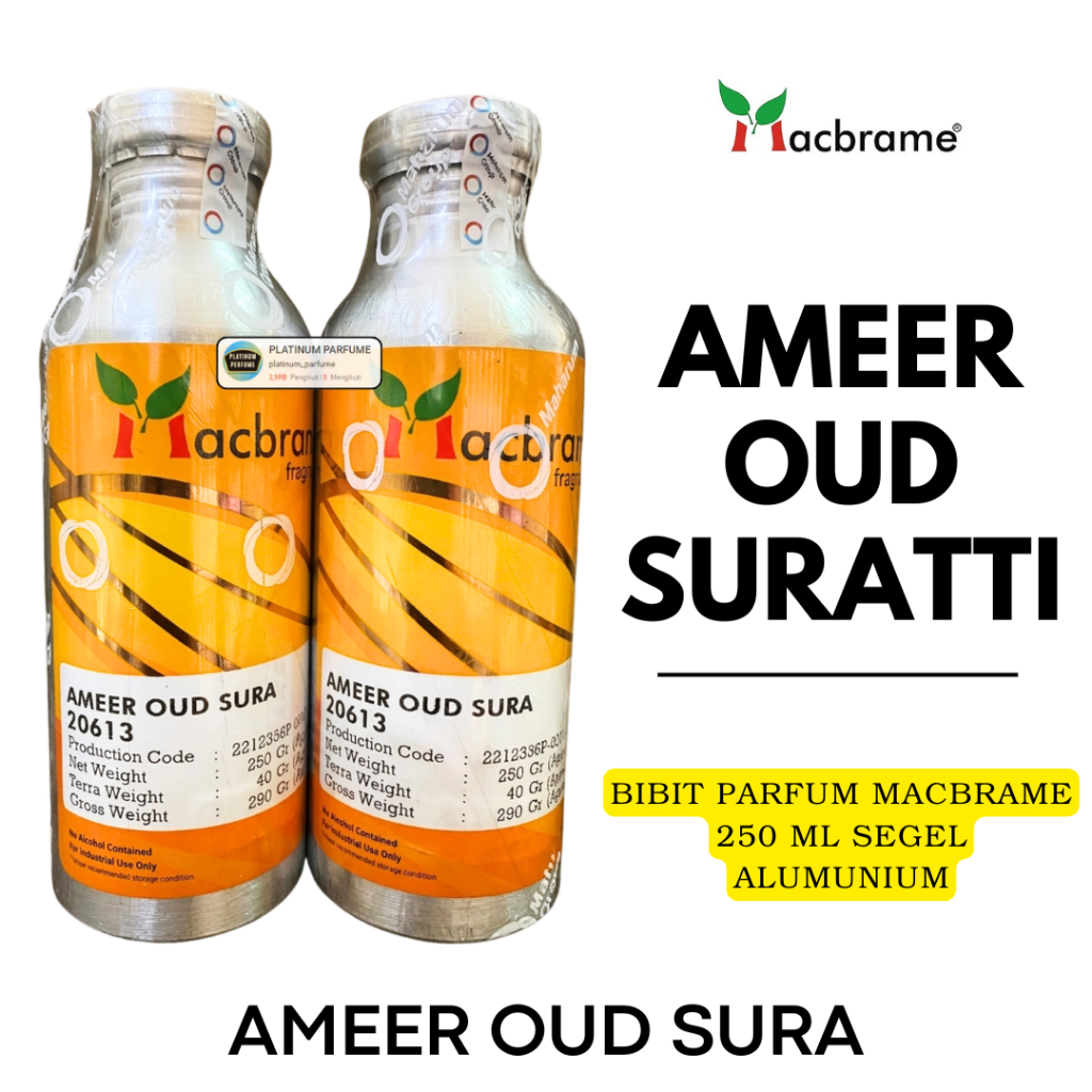 AMEER OUD SURA 250 ML SEGEL Alumunium Bibit Parfum Arabian MACBRAME - Biang Minyak Wangi Arabian - P