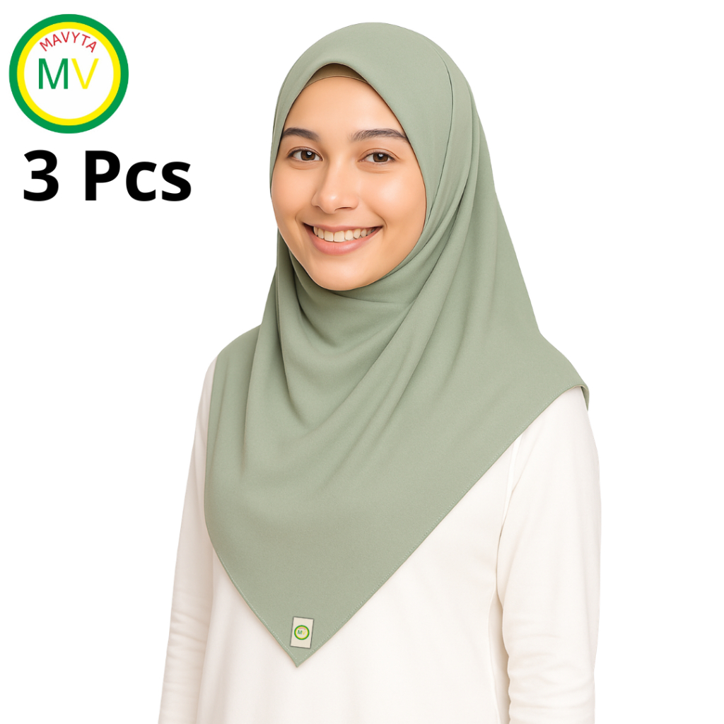 MAVYTA Hijab Segi Empat – Warna Sage Green - 3PCS