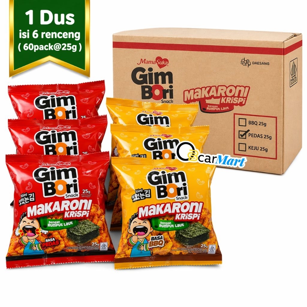 Orins Snack - MamaSuka GimBori Makaroni Krispi 1 Dus Isi 6 Renceng 60 Pack x 25g Snack Rumput Laut P