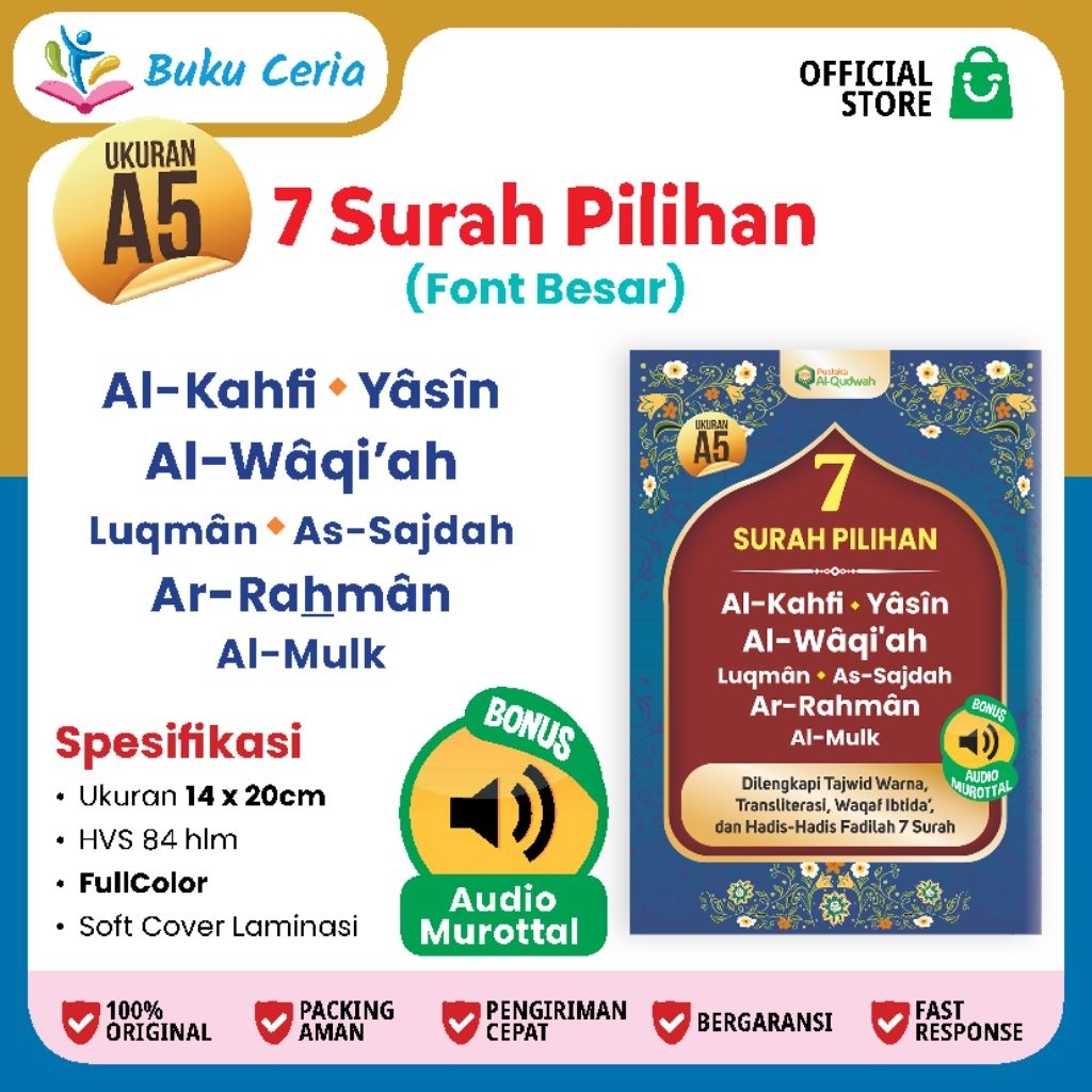 KEUTAMAAN 7 SURAH A5  BIRU || Surah mustajab | Surah Al Quran | Buku Muslimah | Buku Keutamaan 7 sur