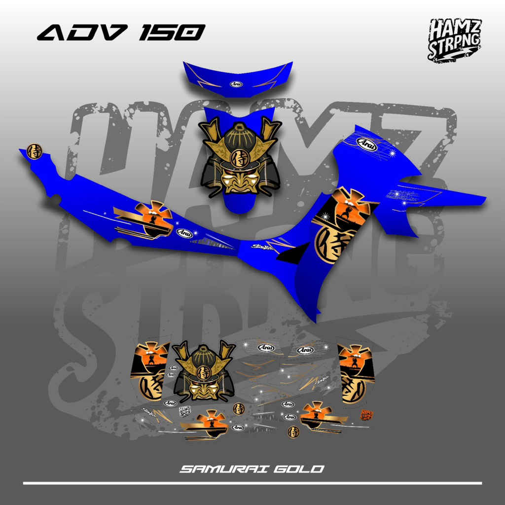 Striping Transparan Jupiter Z Samurai Arai Gold Custom Livery Helm