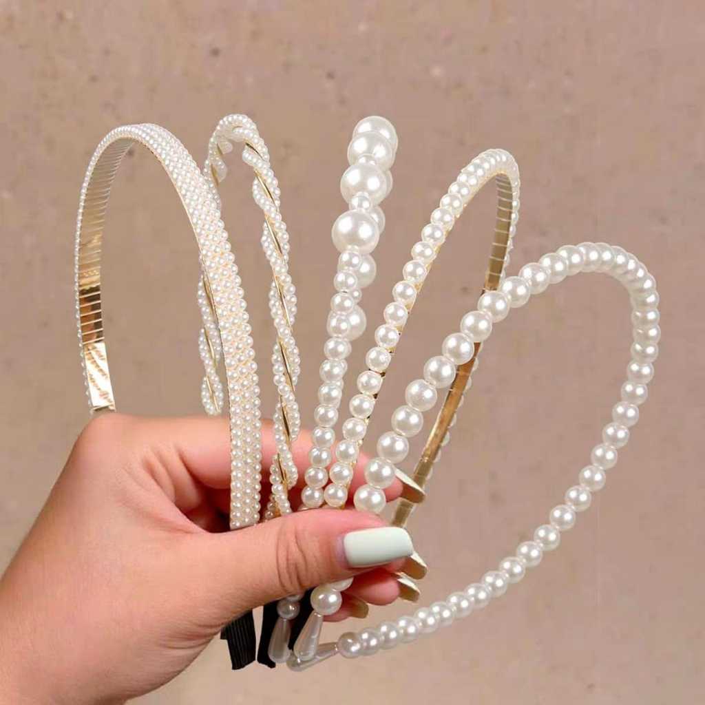 Bando Mutiara Hijab Viral| Bando Mutiara Hijab Korea Super Cutte| Pearl HeadBand  Bando Korea Akseso