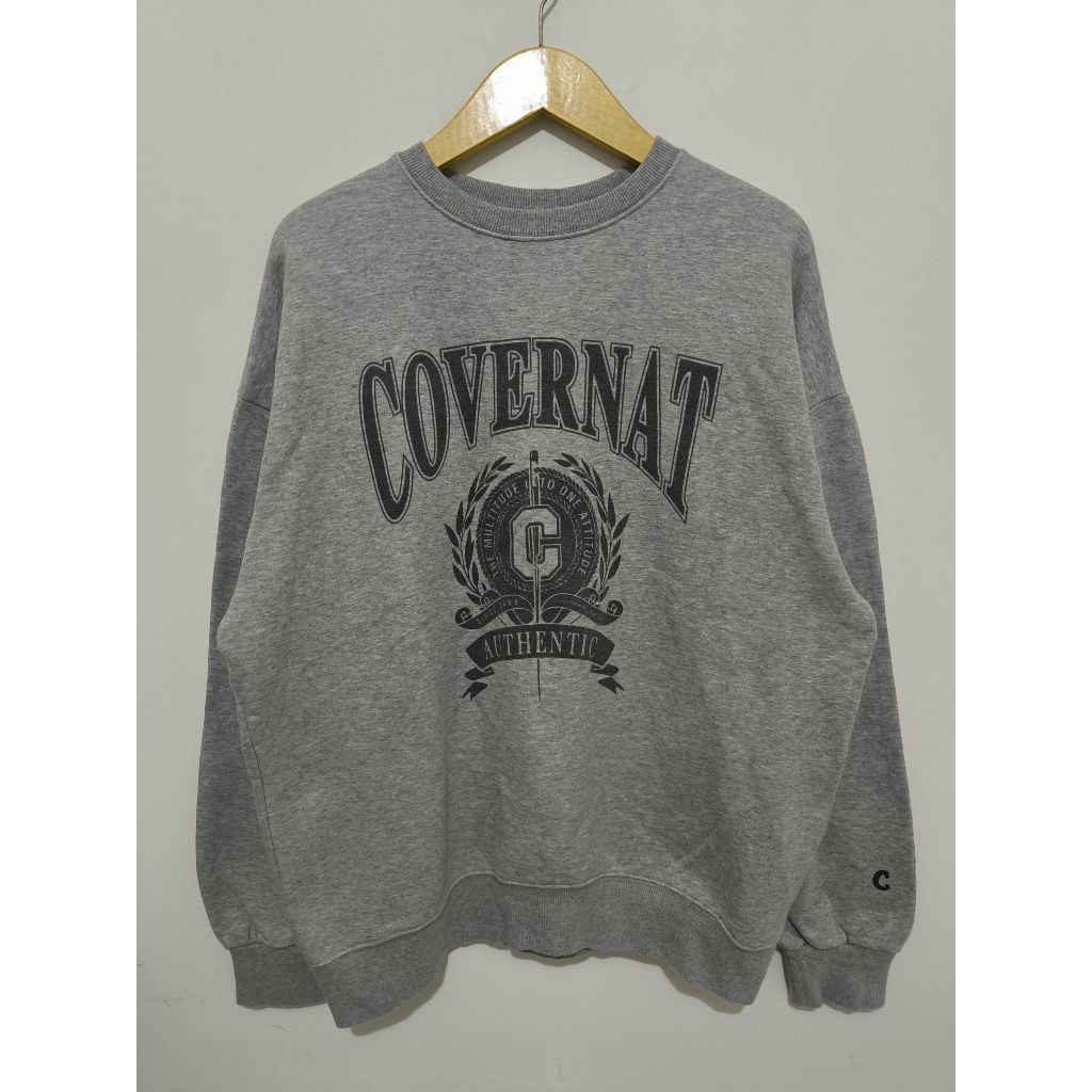 Sweater Crewneck Covernat Big Logo Long Sleeve Grey XL Oversize