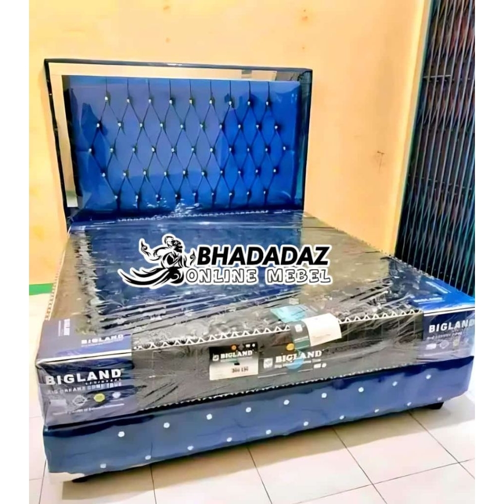 1 Set Springbed Bigland Lis 2 + Dipan Plat Cermin