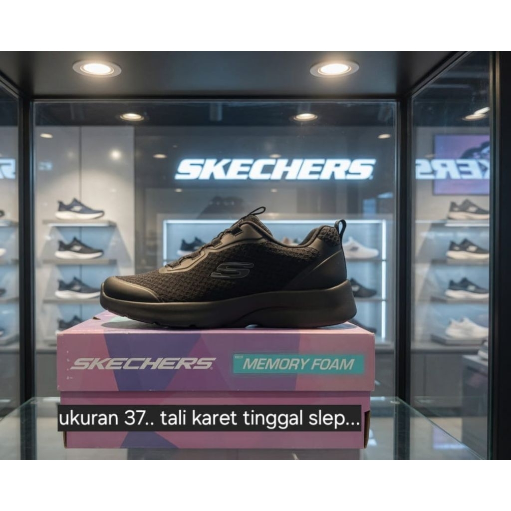 sepatu sekolah kerja skechers hitam polos ukura 37 full black