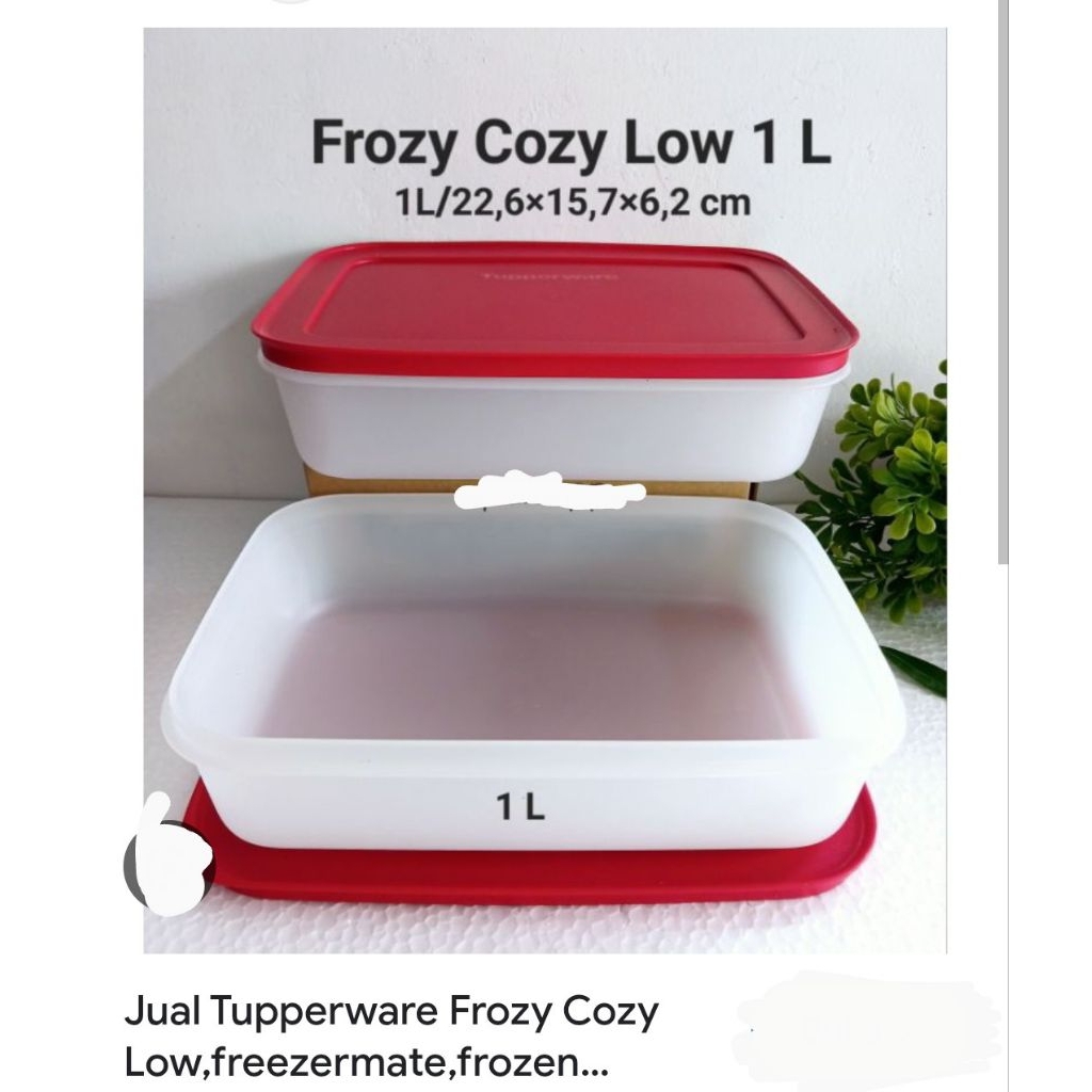 Tupperware,Frozy cozy low 1 liter 1 pcs tutup merah(murah lebay)