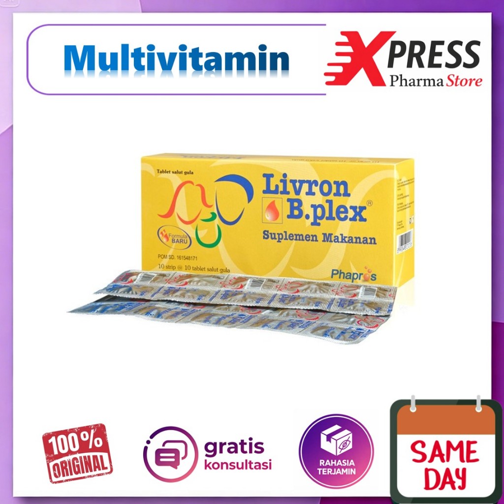 XPRESS  Livron STRIP B Plex Tablet Bplex B.Plex B. Plex Plek Vitamin B Komplek Complex Kompleks Lifr