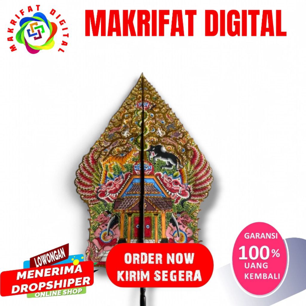 ZACK MART Wayang Kulit Gunungan Jumbo Gapit Sungu Alusan Standar Dalang