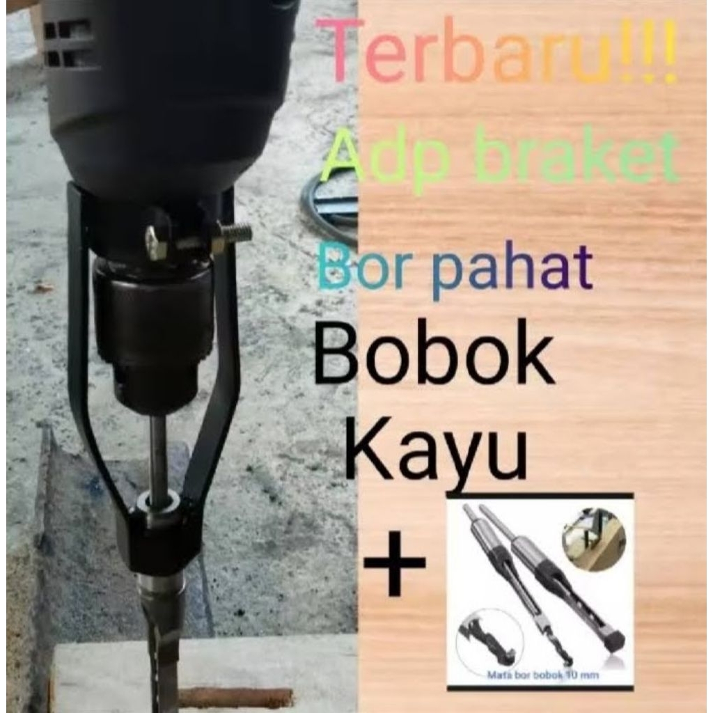 ADAPTOR Bor pahat kayu persegi DAN MATA BOR 10 Mm