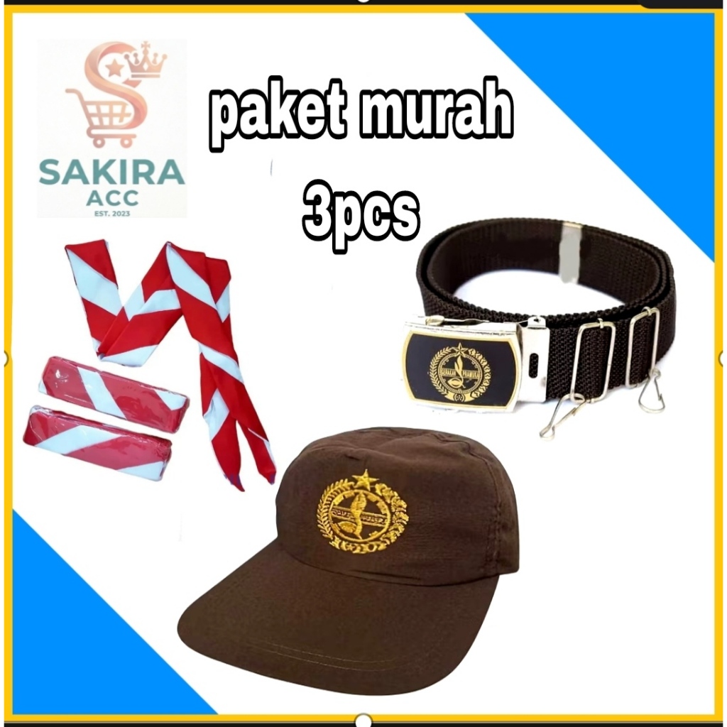 SMDR paket pramuka topi dasi dan sabuk 3n1