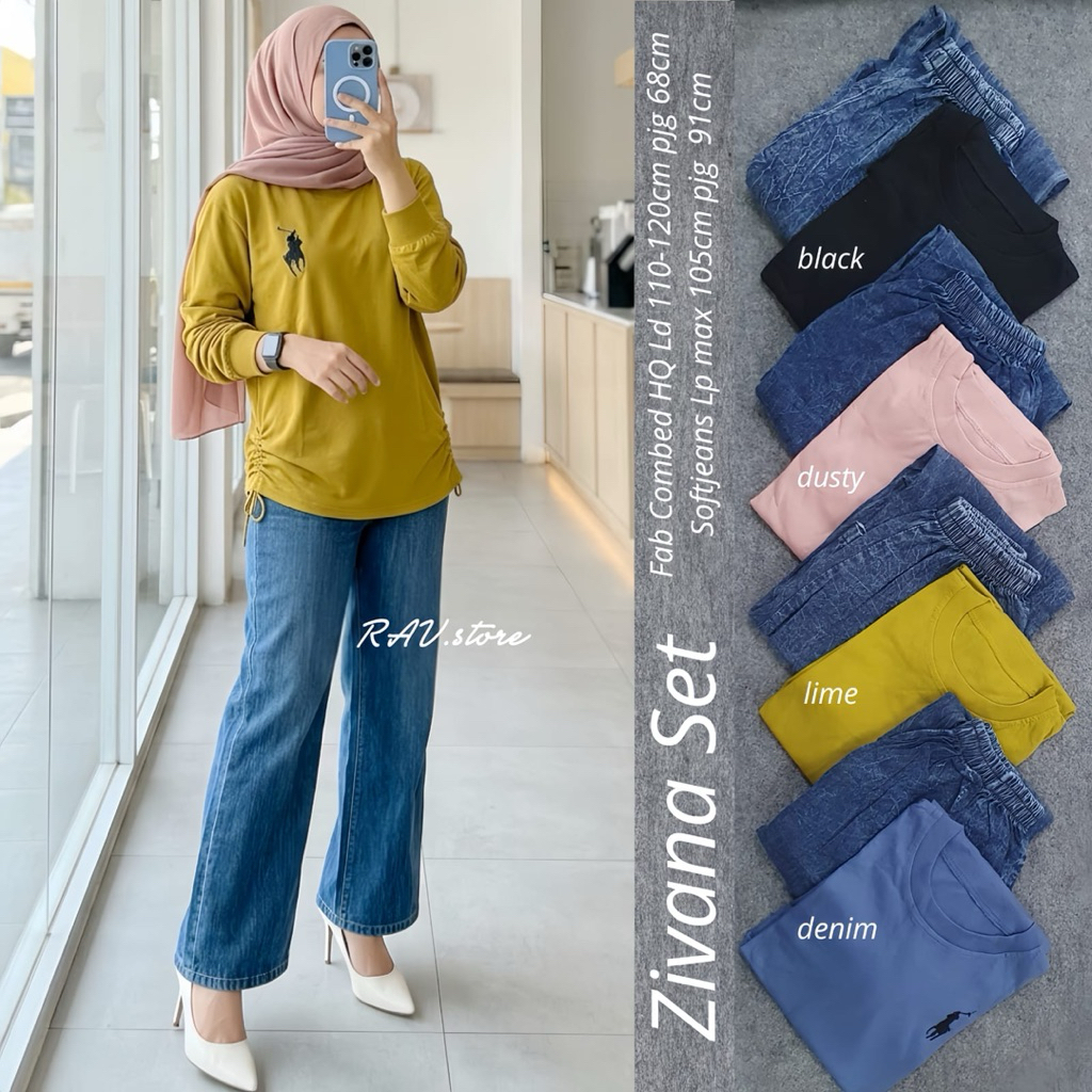 lina one set setelan viral derra one set celana katun kekinian