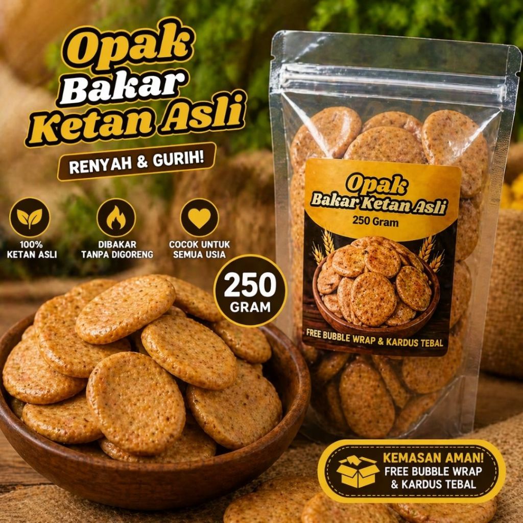 Opak Ketan Opak Oven Ketan Asli Gurih Renyah 250gr Camilan Khas Sunda Dari Tasikmalaya, Renyah, Enak