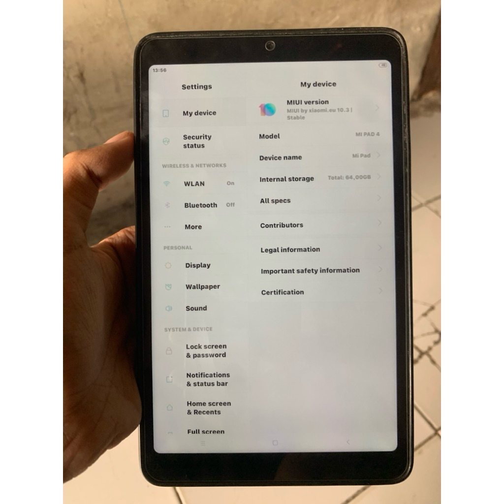 Mi Pad 4 Ram 4/64GB 8ich BATANGAN SECOND