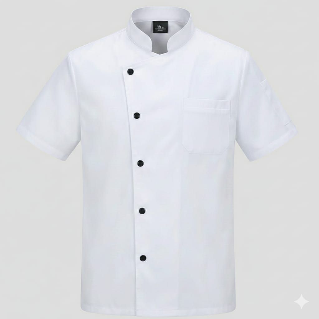 baju koki model simpel bahan drill unione