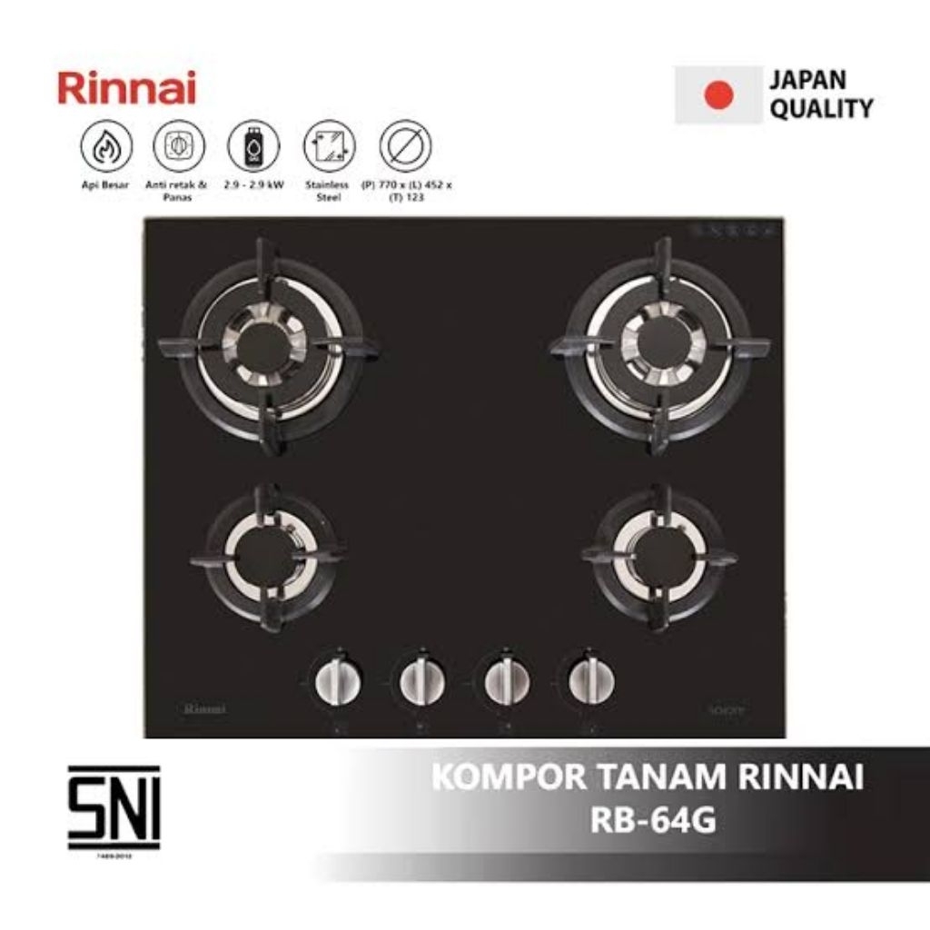 RINNAI RB-64G Kompor Gas Tanam 4 Tungku Built In Hob