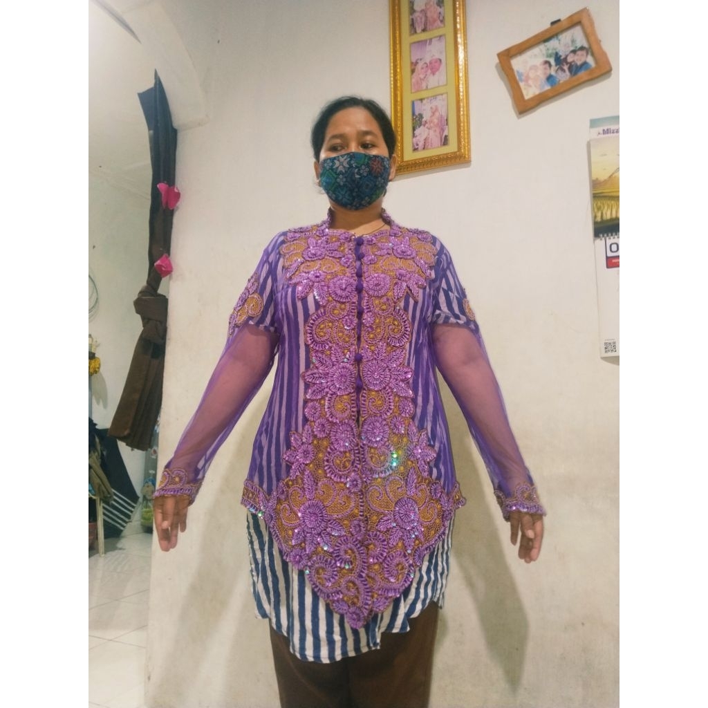 baju kebaya pengantin pernikahan wisuda kondangan gaun payet kerah SIZE UKURAN XXL warna ungu jawa s