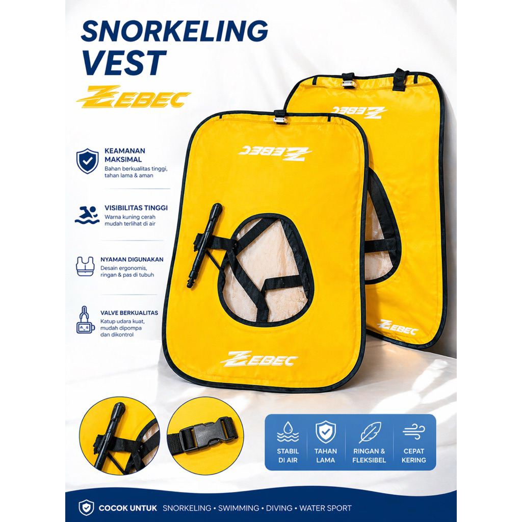 Zebec Inflatable Vest Snorkeling Rompi Pelampung Tiup