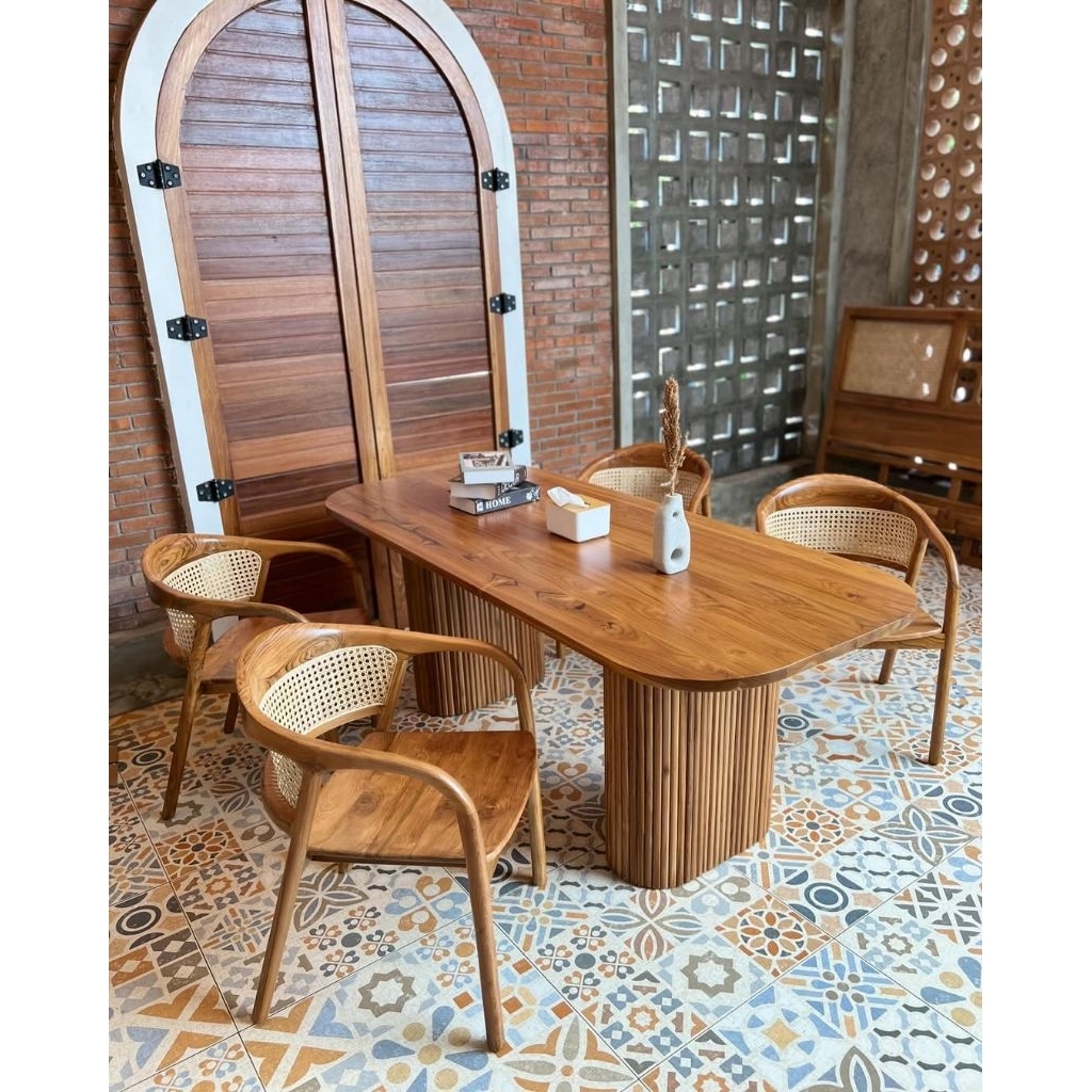 set meja makan kursi 4 furniture jati jepara