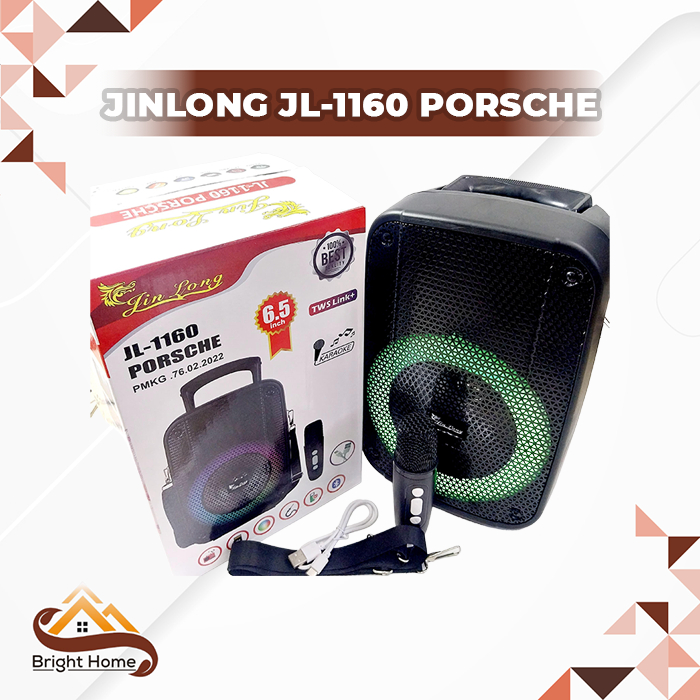 JINLONG JIN LONG JL-1160 PORSCHE Speaker Bluetooth Portable 6.5 Inch Karaoke Mic