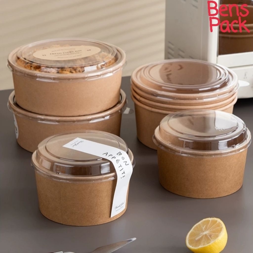 [10 Pcs] Kraft Bowl / Paper Salad Bowl / Paper Bowl Brown / Mangkuk Kertas / Mangkok Kertas /  Rice 