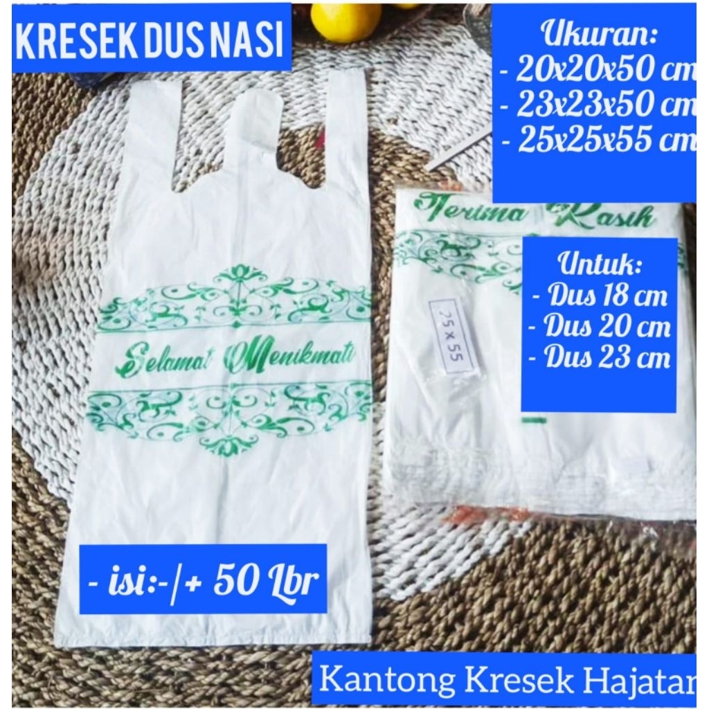 Kresek Dus Nasi Uk: 20, 23, 25cm ( Terima Kasih & Selamat Menikmati)Kresek Hajatan/