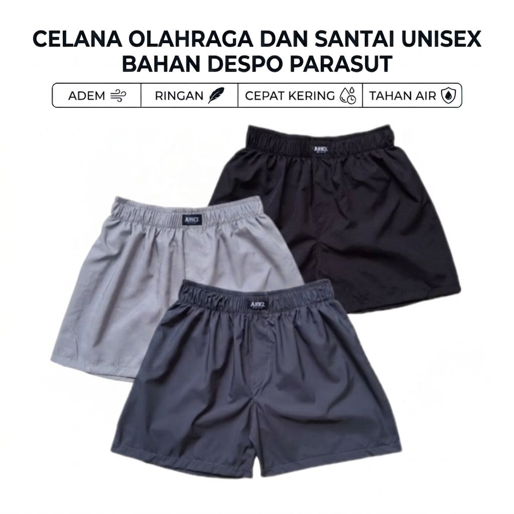 ARKZ Celana Pendek Bahan Parasut | Celana Santai Olahraga Lari Gym Training
