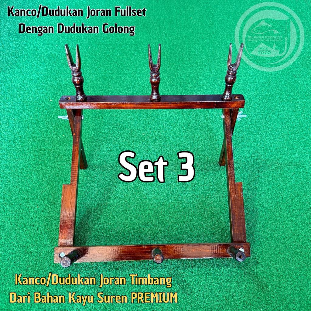 Kanco/standar/dudukan joran pancing Set 3,fullset dudukan golong bahan kayu suren PREMIUM