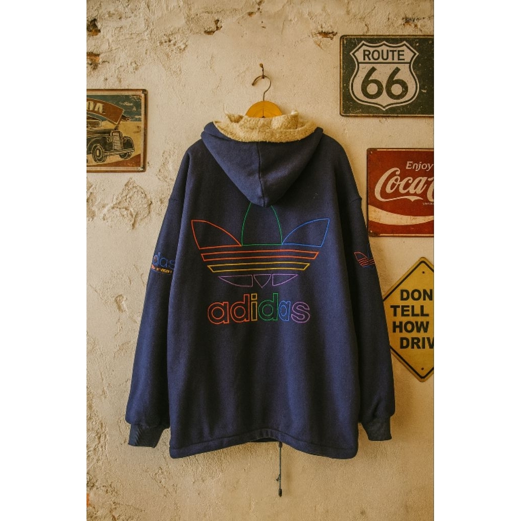 Adidas Trefoil Vintage Big Logo Zip Hoodie