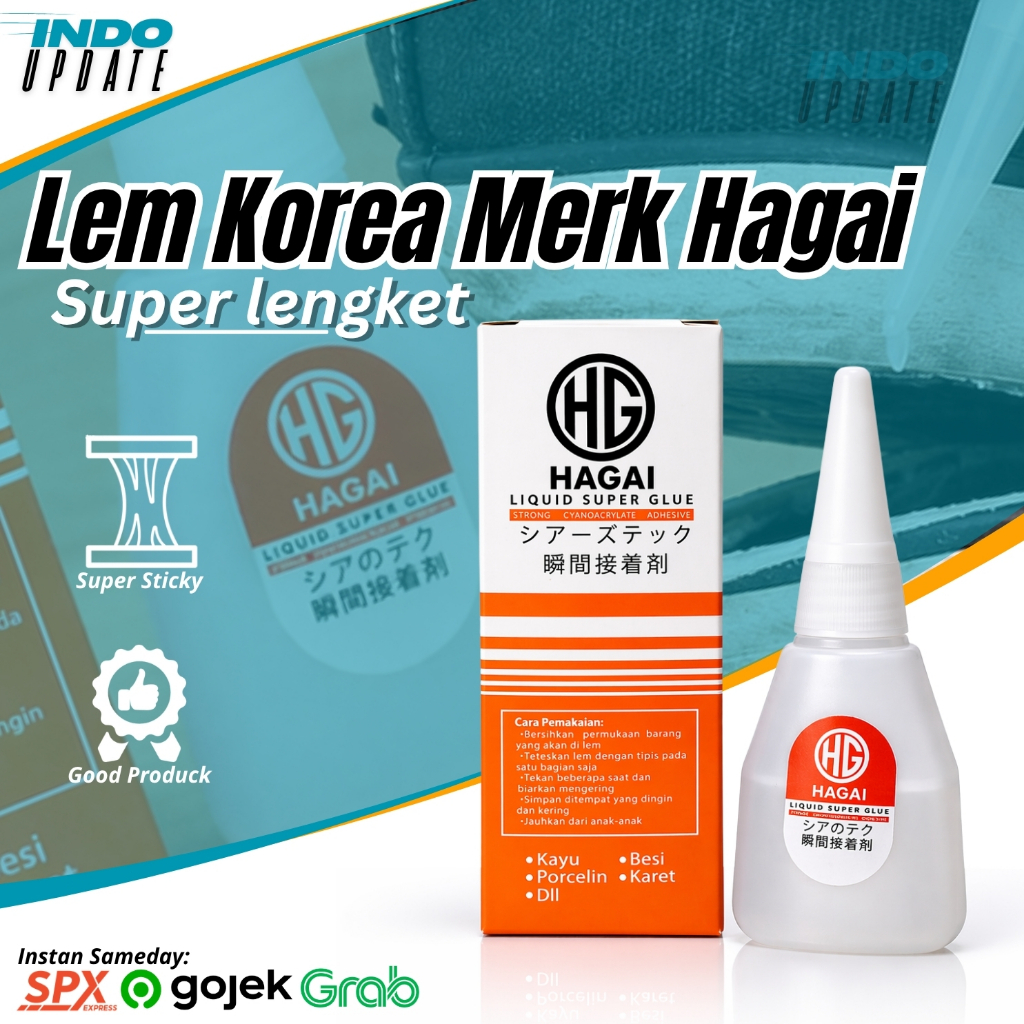 Lem Korea Serbaguna Setan Termurah Berkualitas Elem Serbaguna Besi Plastik Kayu Karet, Logam, Kulit,