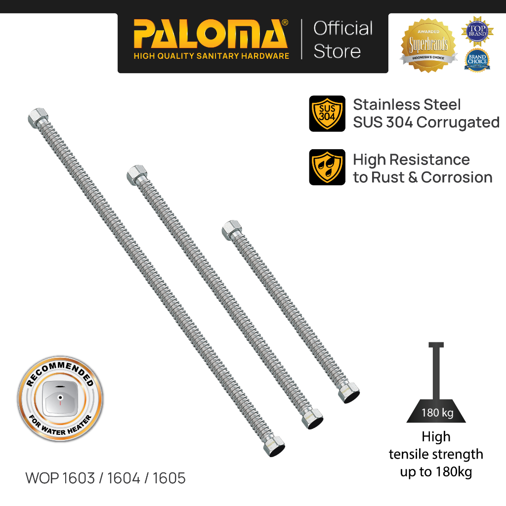 PALOMA Wavy Hose Selang Kaku Flexible Air Panas Selang Water Heater 30cm 40cm 50cm WOP 1603 WOP 1604