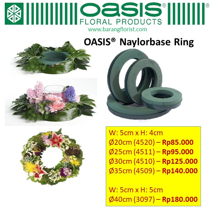 OASIS Naylorbase Ring 4520 Floral Foam Bunga Floral Foam Basah Perlengkapan Bunga Oasis Bunga Bentuk