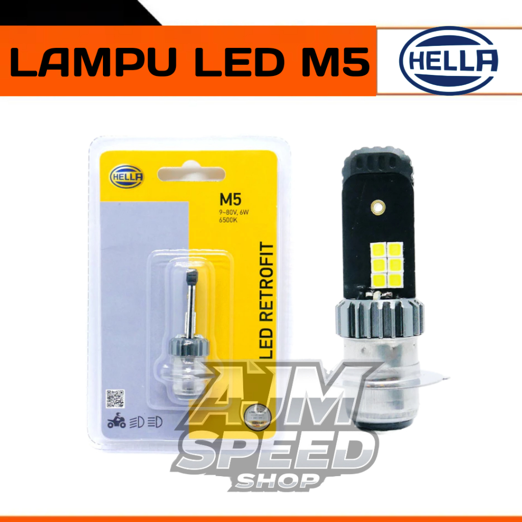 Bohlam Motor LED Hella M5 9 - 80V 6500K - Lampu Motor