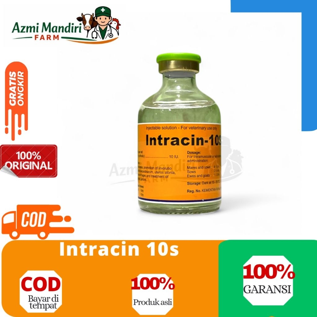 Intracin 10s 50 ml - Intracin 10s isi 50 ml Hormon Perangsang Kontraksi Uterus dan Kelenjar Mamae