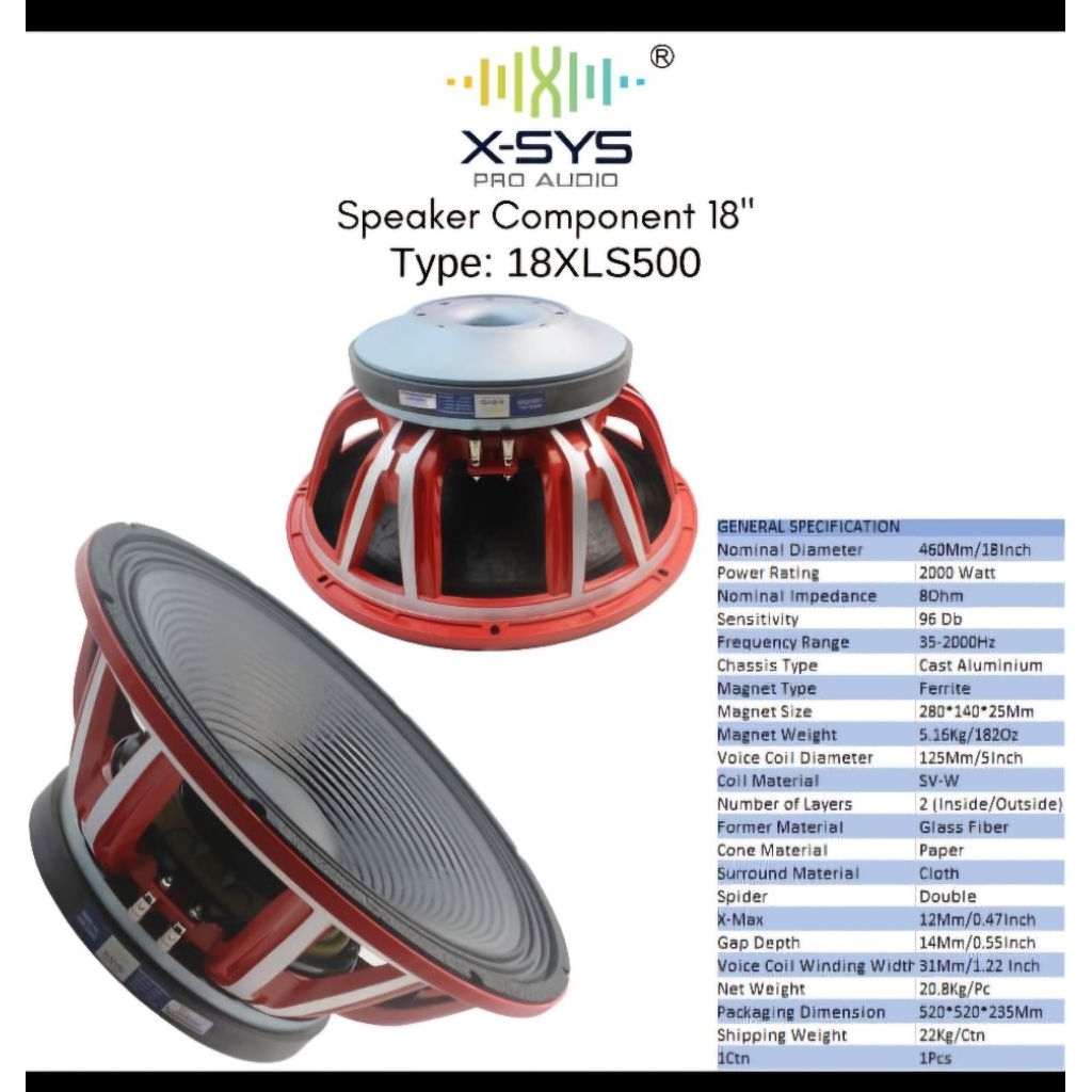 speaker componen X-SYS 18XLS500