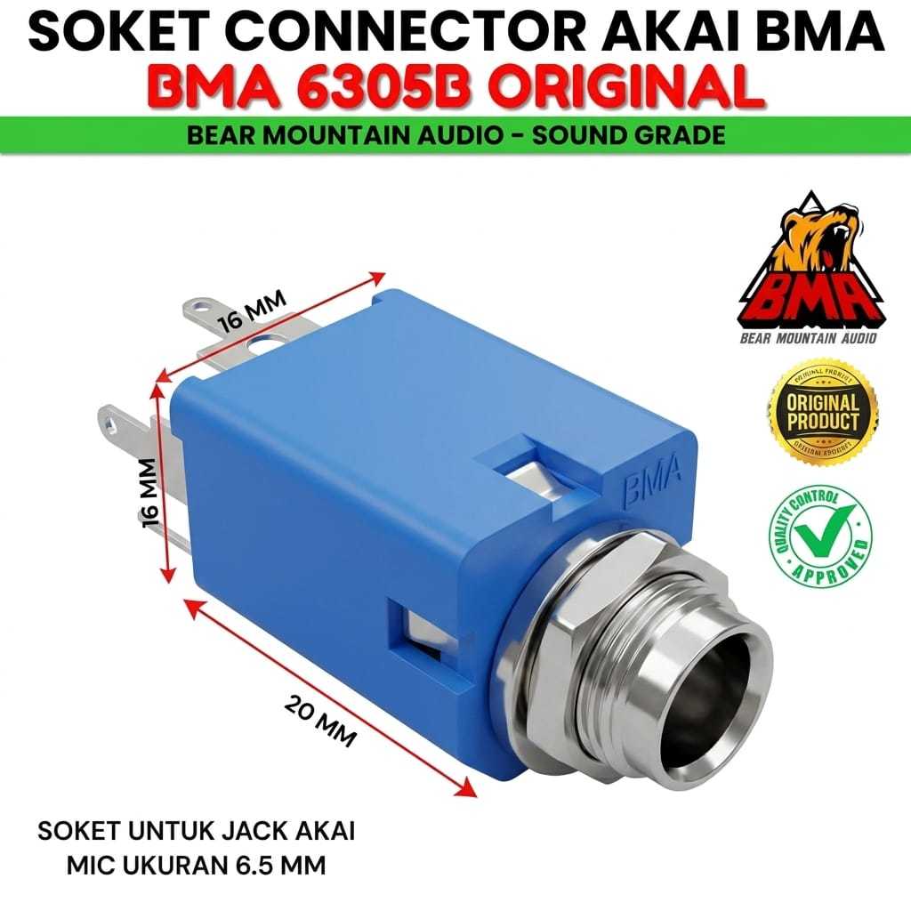 Socket Soket AKAI STEREO BMA Soket socket mic stereo biru BMA