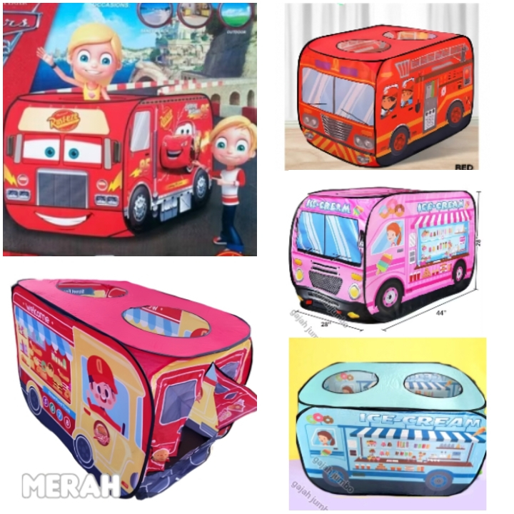 Tenda Anak Jual Jualan Es Krim Mobil Polisi Candy Cars Bus Sekolah Mainan Anak Model Pop Up Tent Bis