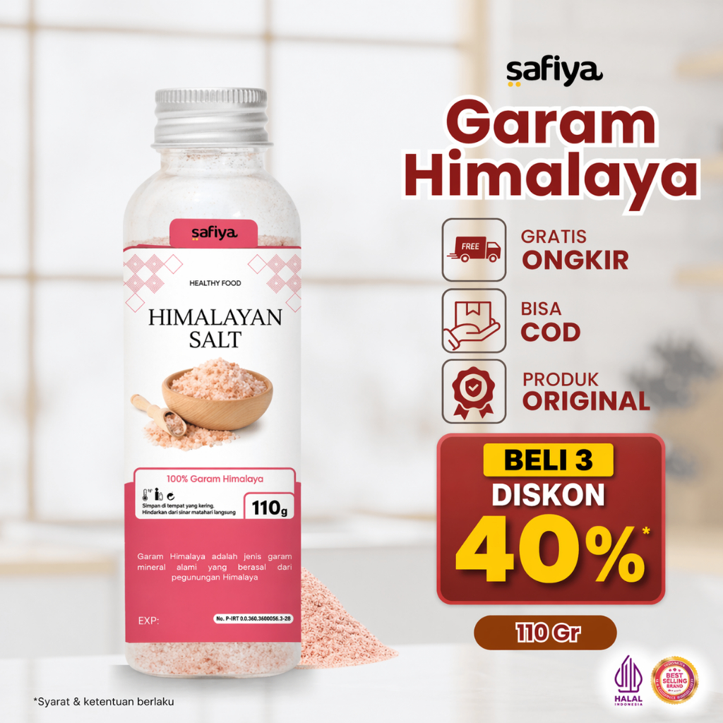 Safiya Garam Himalaya 110 Gram Botol Pink Himalayan Salt Premium
