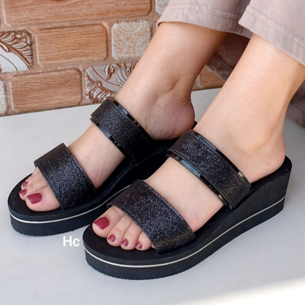 sandal wedges sandal spon sandal Koko pasir ban dua sandal wanita kekinian