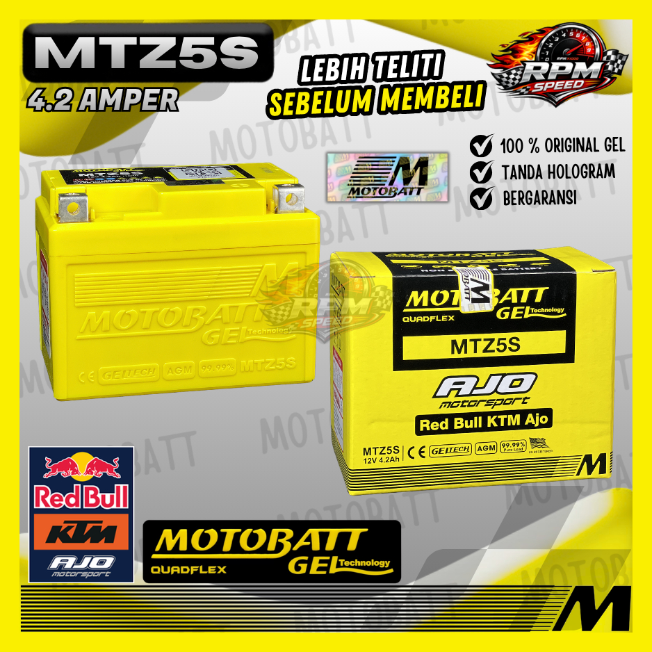MOTOBATT GEL MTZ5S 4.2 AH ORIGINAL AKI BERGARANSI GTZ5S YTZ5S MOTOR HONDA BEAT KARBU STREET FI INJEK