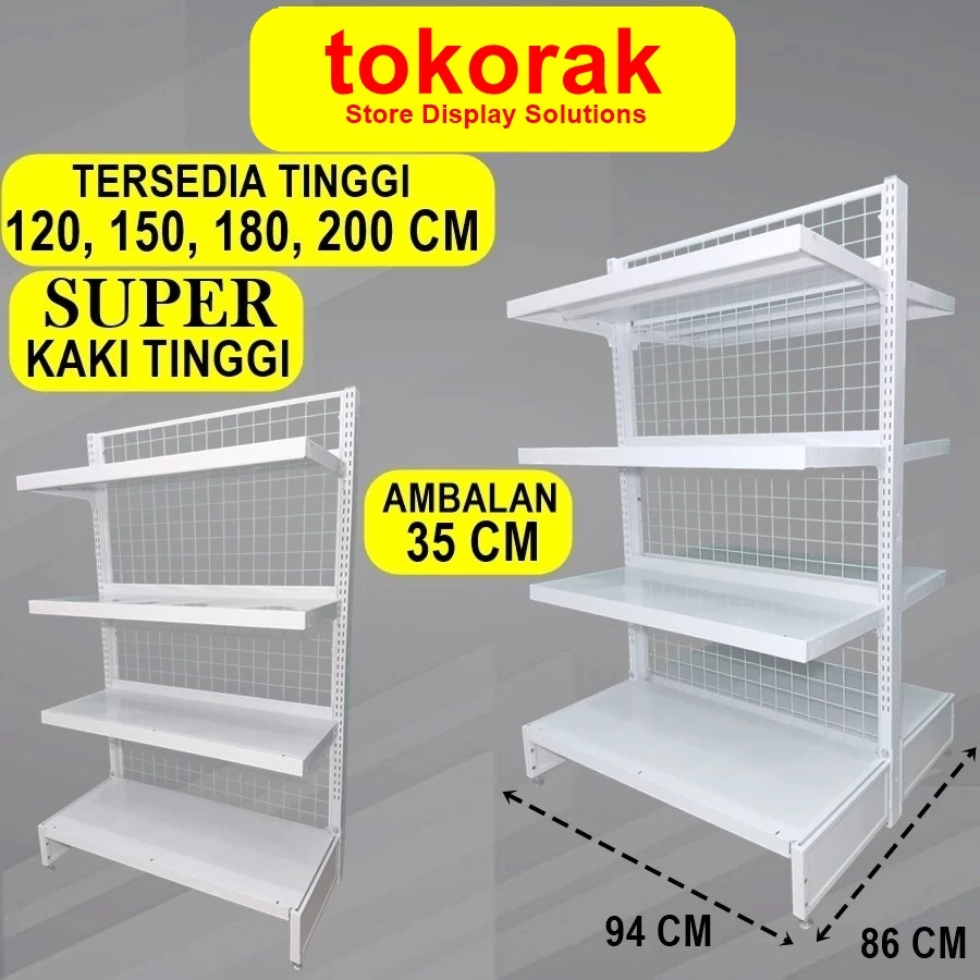 RAK GONDOLA MINIMARKET SUPERMARKET KT 40 / 35 CM SINGLE DOUBLE ISLAND AMBALAN SHELVING RAK SUPERMARK