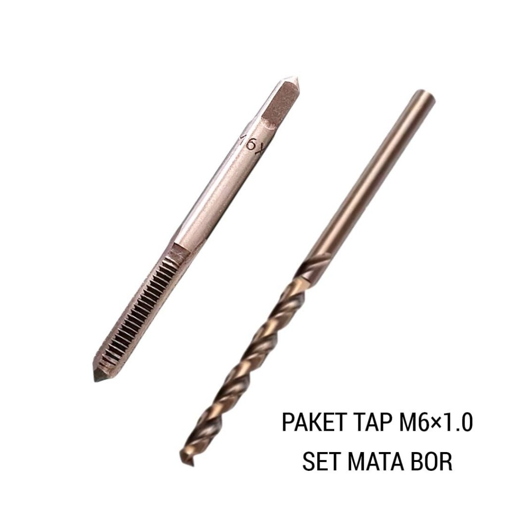 paket tap M6×1.0 set mata bor hss untuk drat baut 10