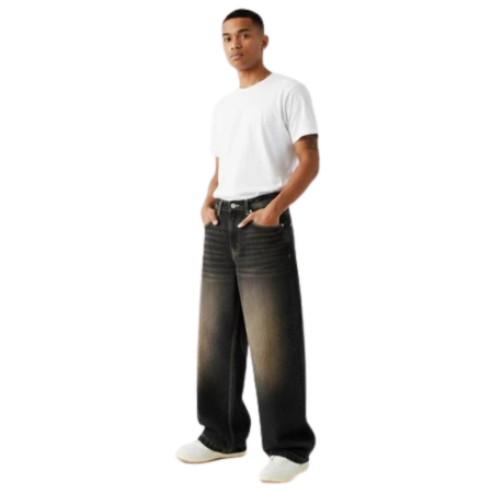HIGHCLASS - Celana Jeans Panjang Pria Koreanstyle Celana Loosefit Wisker Retro/Baggy Jeans Pria Gomb