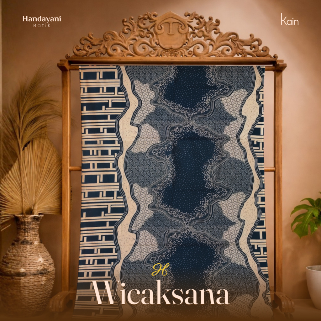 Kain Batik Motif Abstrak Warna Navy Cream Bahan Katun | MOTIF WICAKSANA | HNDYN BATIK