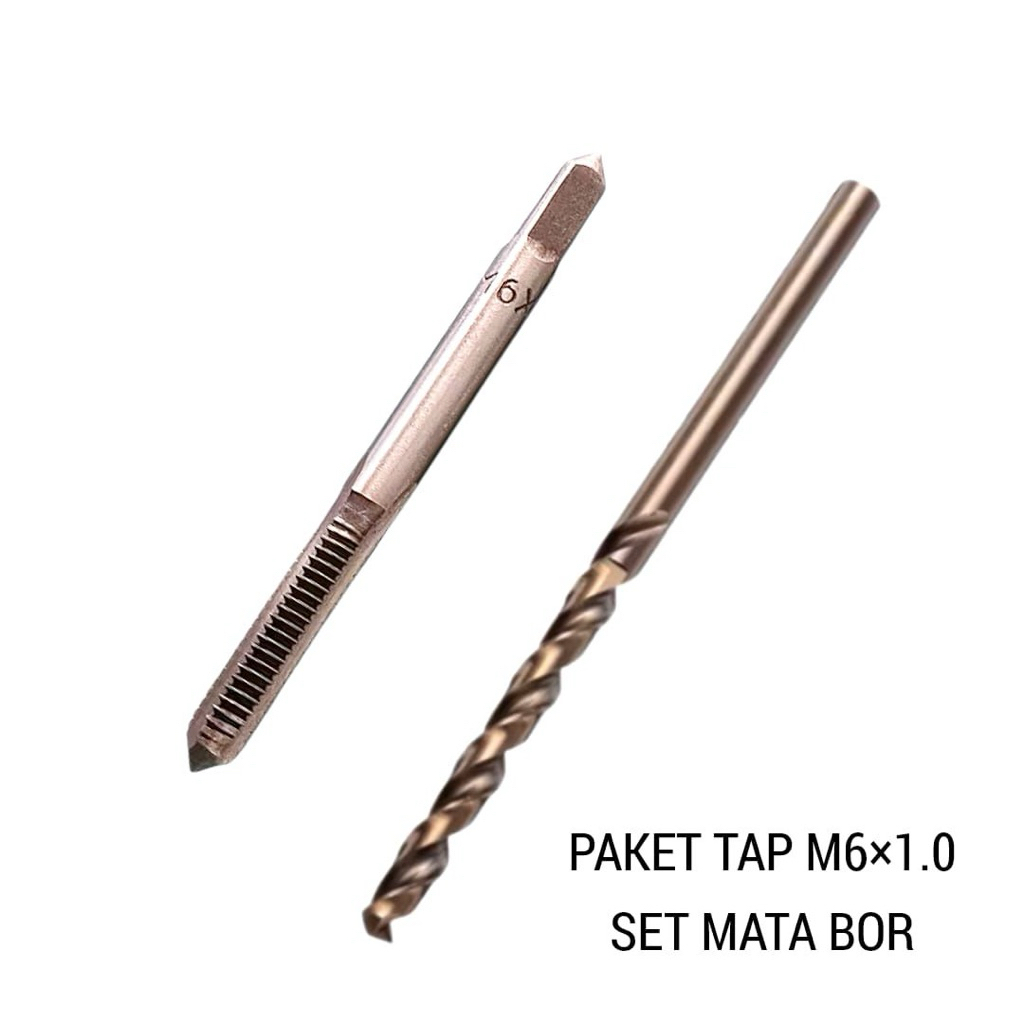paket tap M6×1.0 set mata bor hss untuk drat baut 10