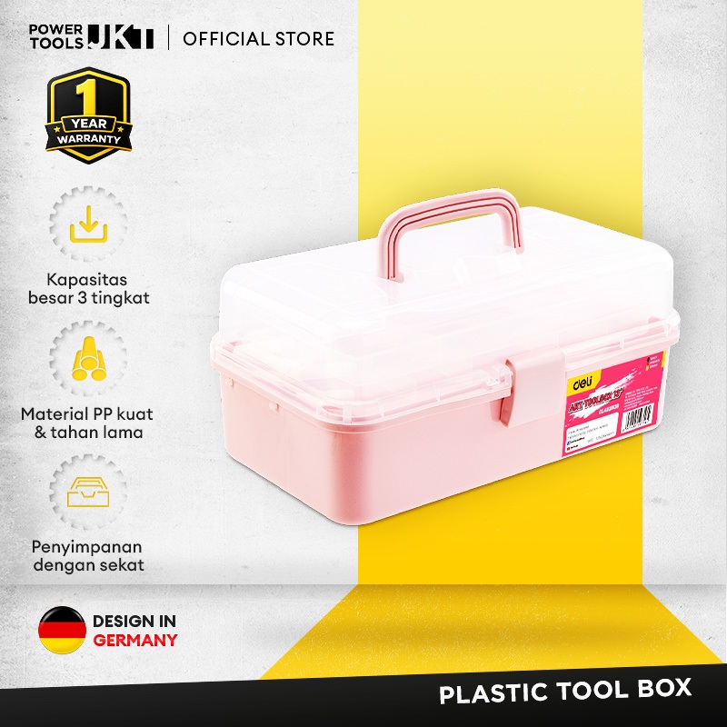 Deli Art Toolbox / Kotak Perkakas Plastik 13" 2 Tingkat Kuat DL432013X