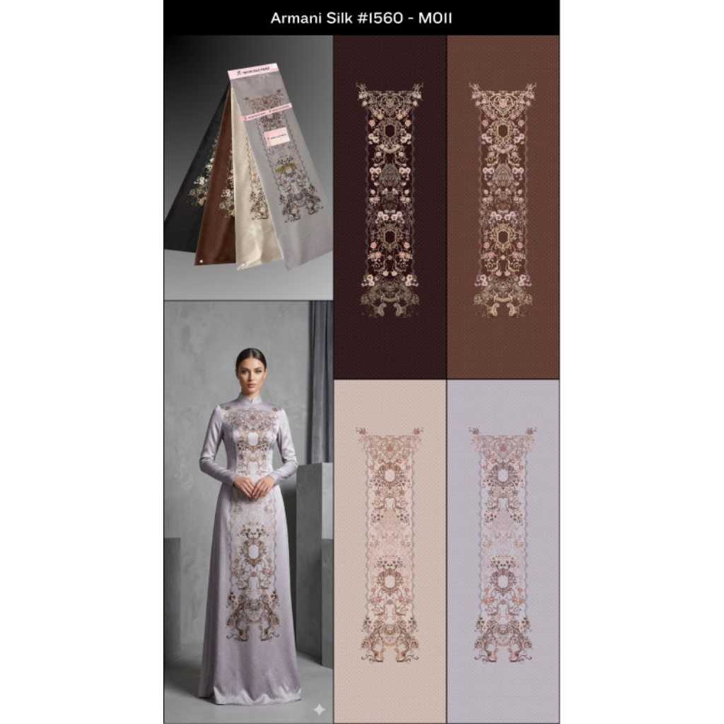 Kain silk armani motif bunga premium