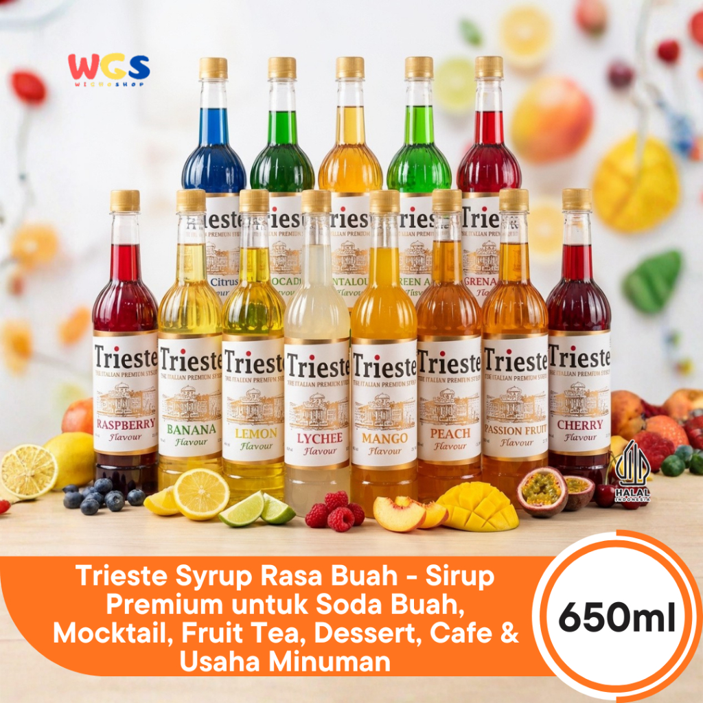 Trieste Syrup Rasa Buah 650ml - Sirup Premium untuk Soda Buah, Mocktail, Fruit Tea, Dessert, Cafe & 