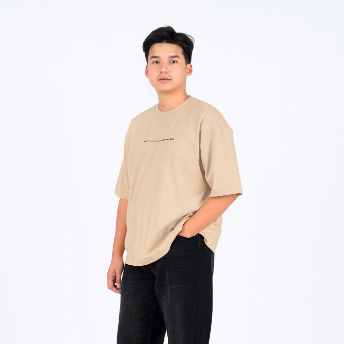 BENHILL Oversized T-shirt Premium Cotton Kaos Pria Graphic Lengan Pendek Nyaman Cream A772-